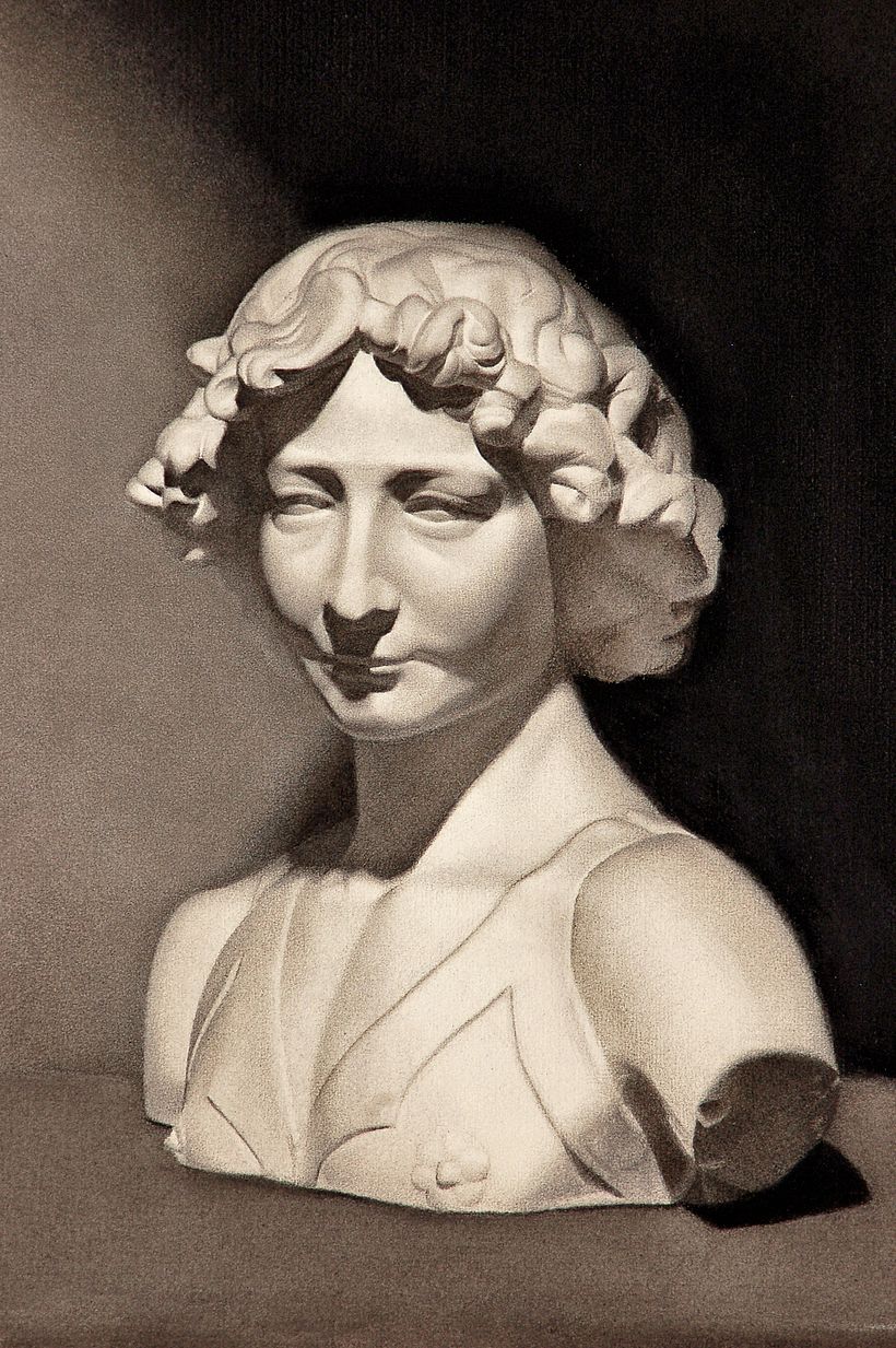 Bust of Verrocchio's David - charcoal on paper (Fabriano Roma)