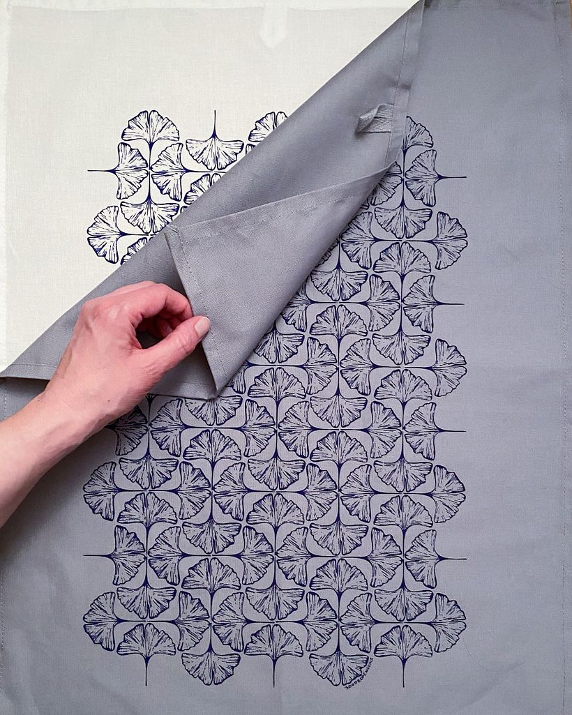 Gingko-leaves tea towels (screen print) / Ginkgo-Geschirrtücher (Siebdruck)