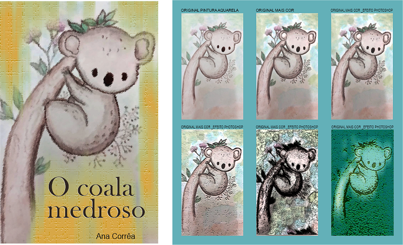 Coala pintura em aquarela_com efeitos Photoshop