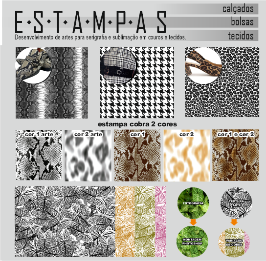 Texturas para serigrafia em couros e tecidos