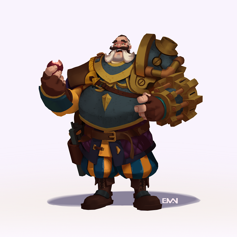 With shadow. I use multiply layer with Either cool and warm tone. warm on the skins and leather cool on armors.