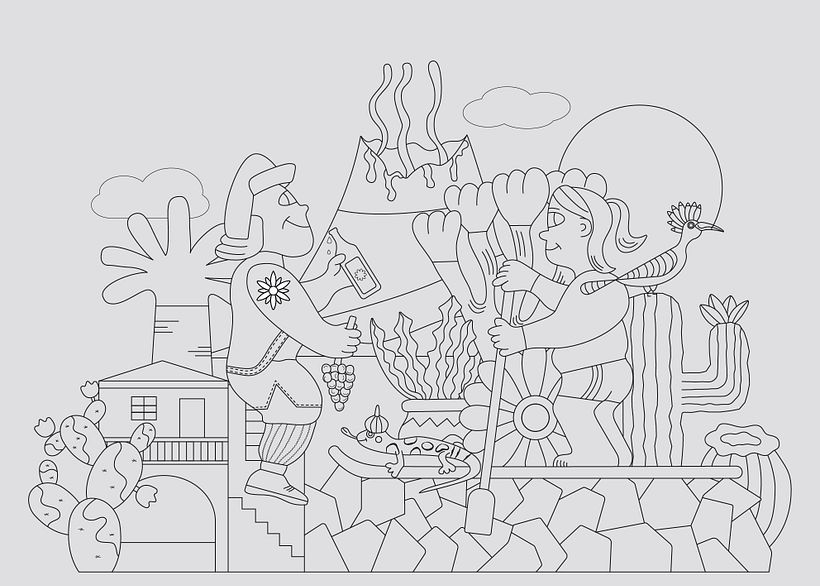 The linework in Illustrator