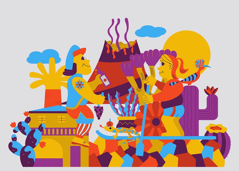 My final drawing in Illustrator, all images and details are inspired during my trip to Lanzarote.