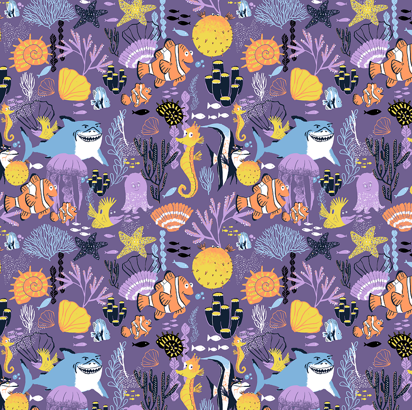 Mi proyecto del curso: Diseño de patrones ilustrados_ Buscando a Nemo 9