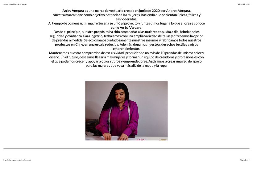 Pagina Sobre la Marca publicada