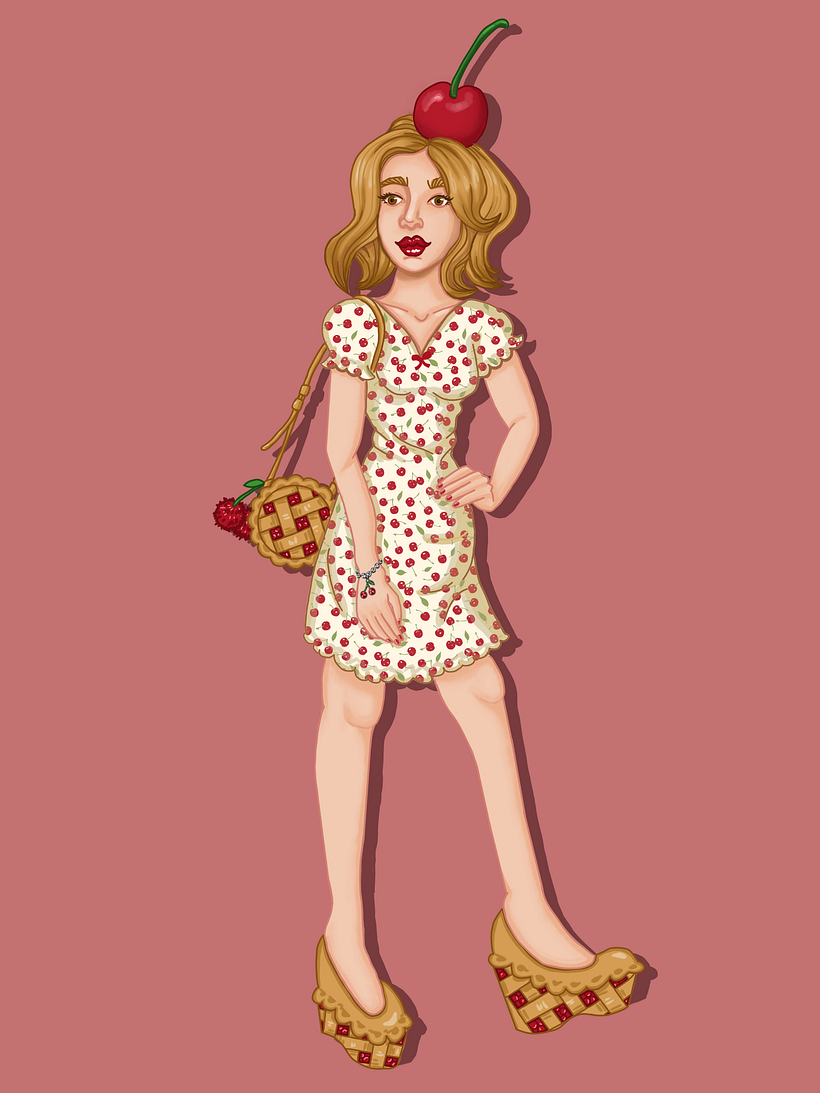 Cherry pie inspired character design.
