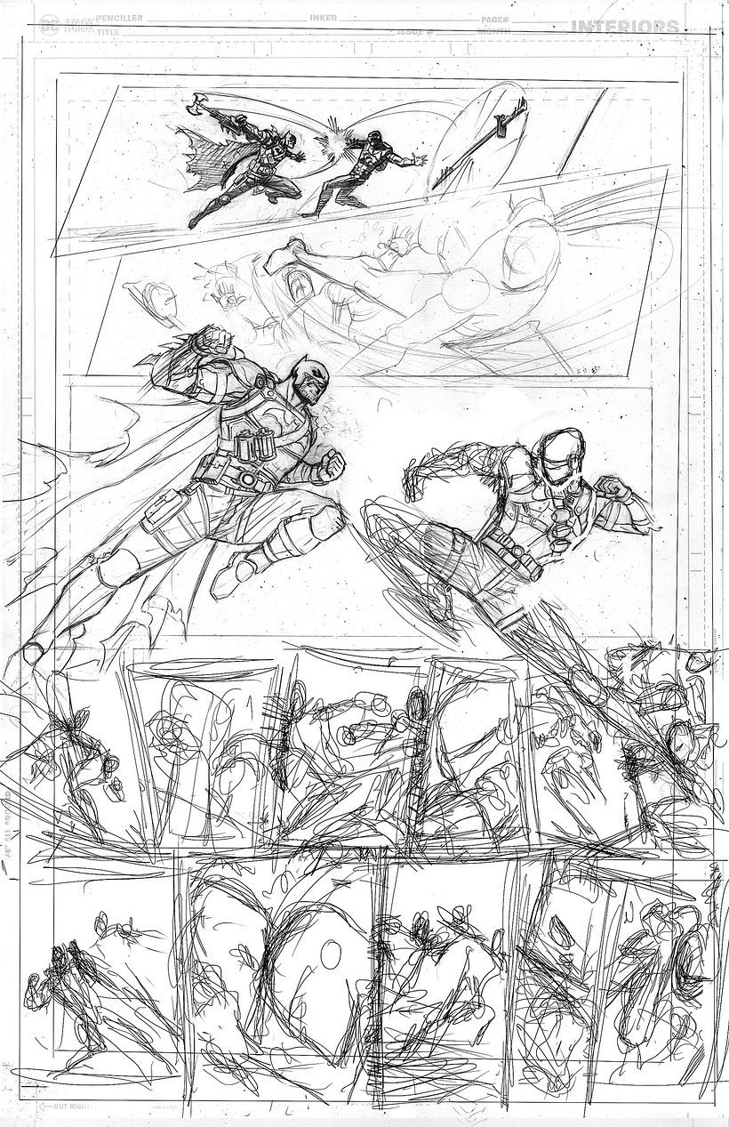 Rough layout by Reilly Brown for Batman/Fortnite #3