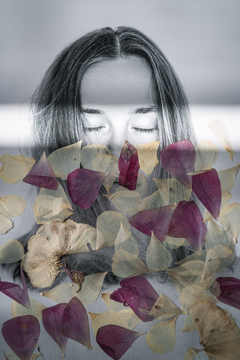 Portrait 2: with dried flowers and spring sun.
