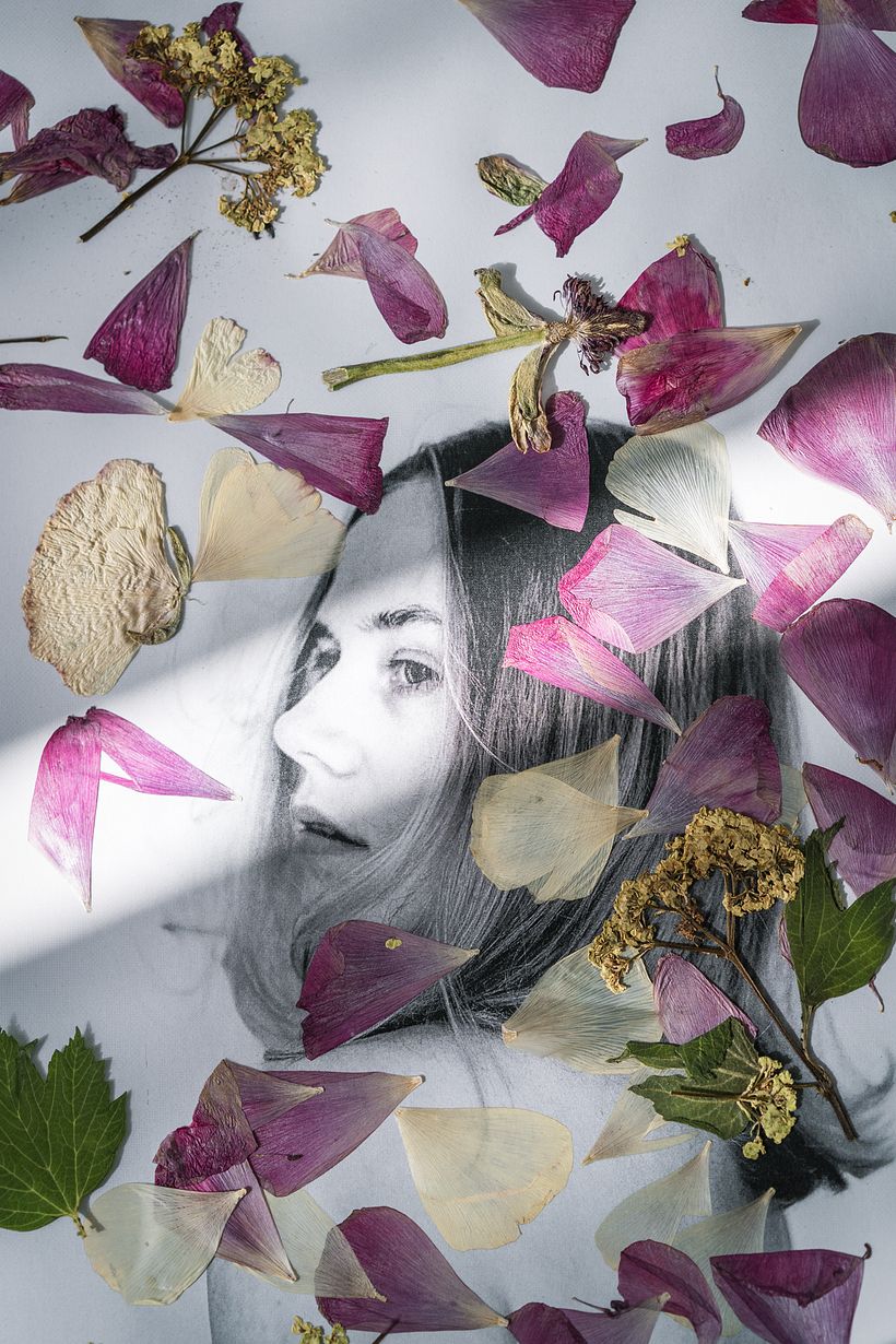 Portrait 3: with dried flowers and spring sun.