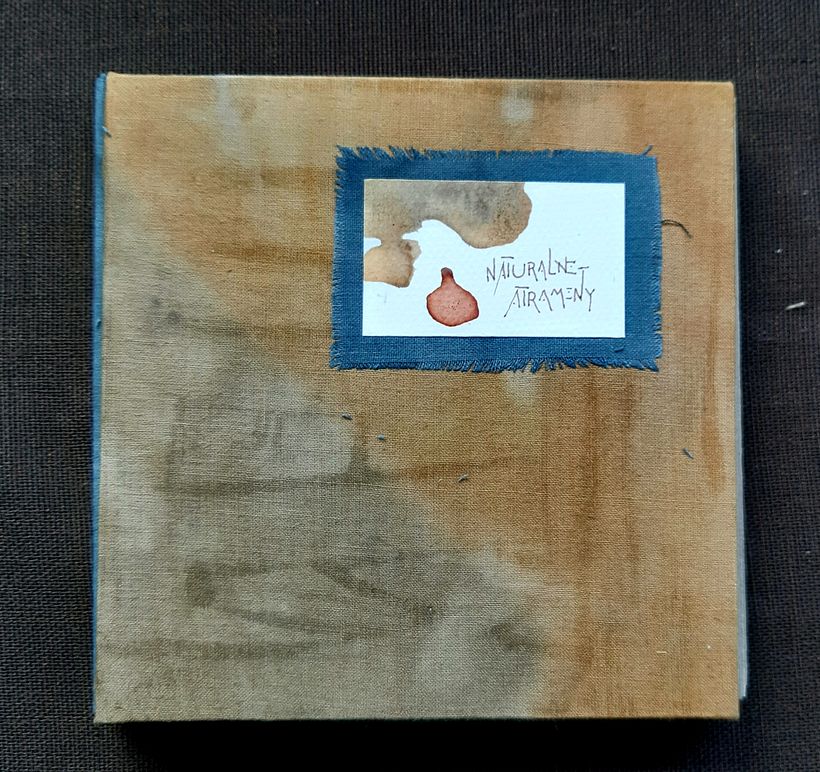 I made a binding for a notebook about natural inks from a fabric dyed with onion and privet