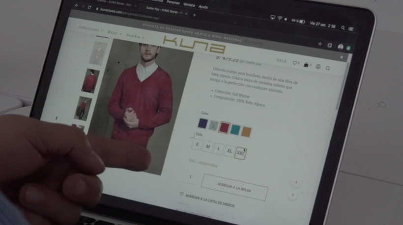 Prueba de usabilidad de la web del cliente: persona busca información de tallas.