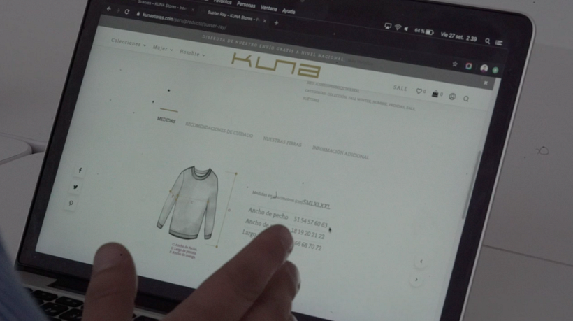 Prueba de usabilidad de la web del cliente: persona nos explica las tallas.