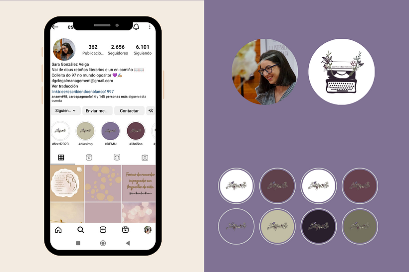 Fotos realizadas para mis historias destacadas y algunos ejemplos en mi feed. 