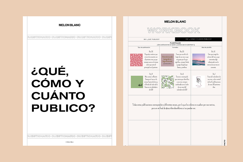 Esta es mi planificación de publicación, dividido cada mes en 6 tipos de fotos que iré subiendo al feed. 