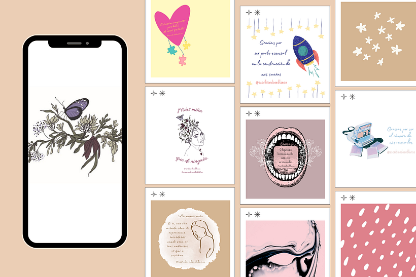 Algunas de mis publicaciones hechas para el día de la madre, día del padre, 8M y varias de mi feed.