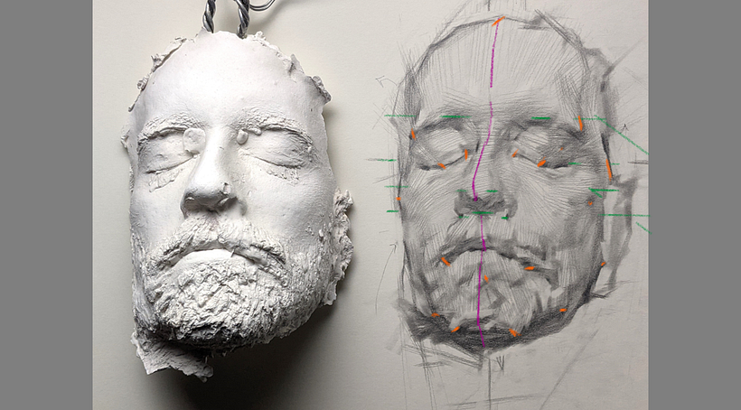Showing landmarks in the life cast, which I emphasize in the video