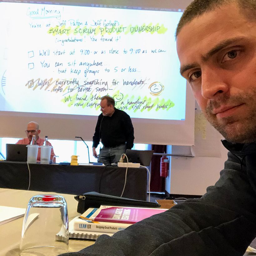 Here you can see Jeffs at their table with the document camera mounted, with drawn slide broadcast.