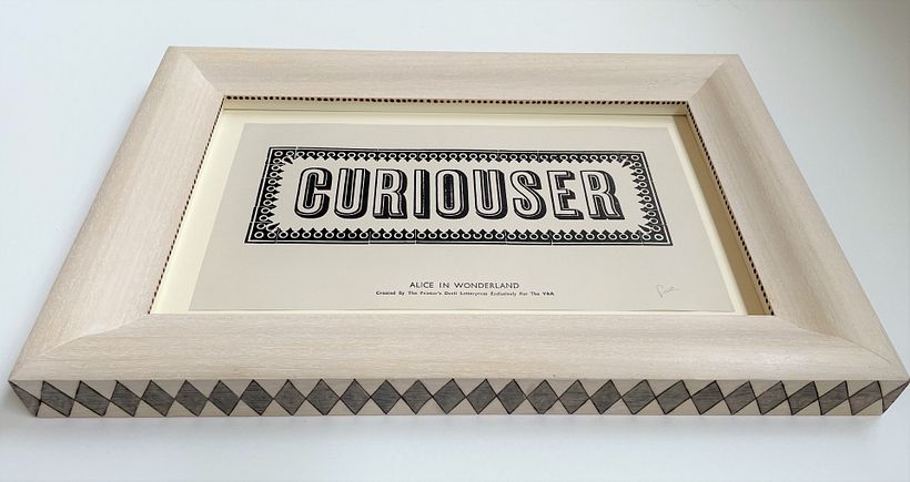 Two-tone wax and pyrography frame for print by The Printer's Devil 1