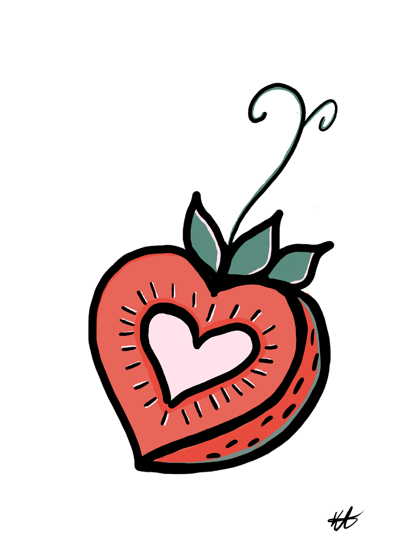Strawberry with a heart in the middle
