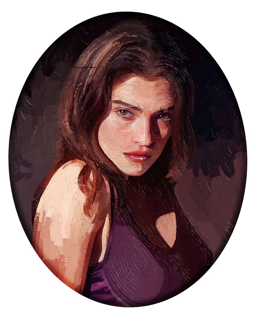 Portrait Painting of Fashion Model Eve Dumon by Rod Lovell