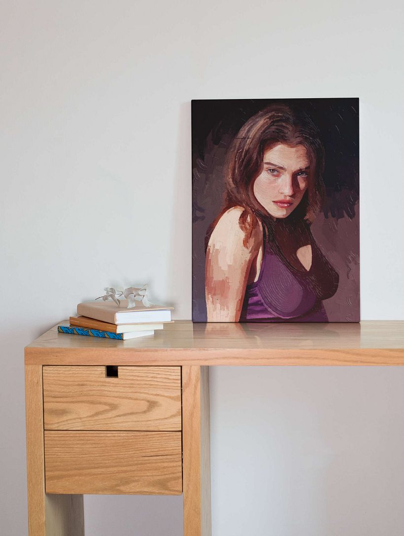 Portrait Painting of Fashion Model Eve Dumon by Rod Lovell