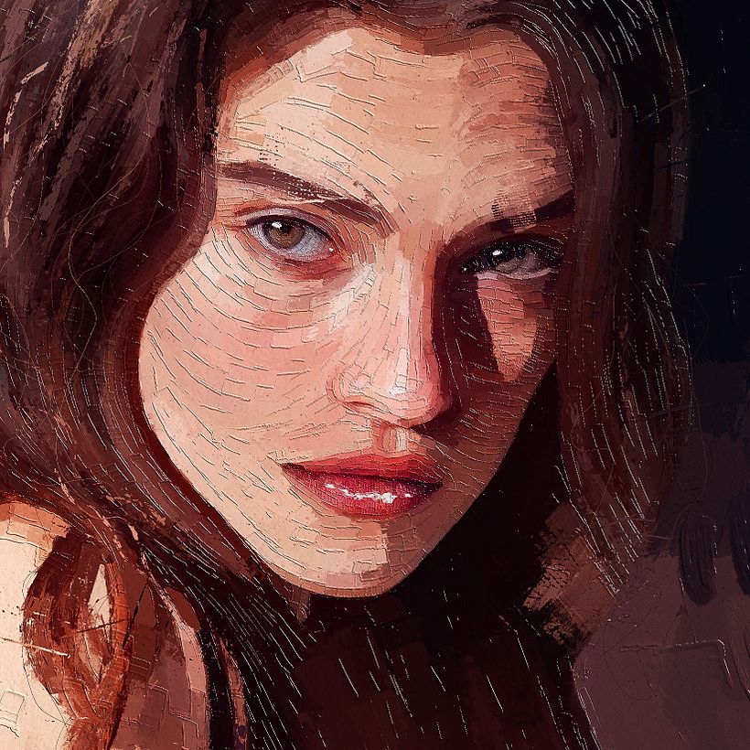 Portrait Painting of Fashion Model Eve Dumon by Rod Lovell