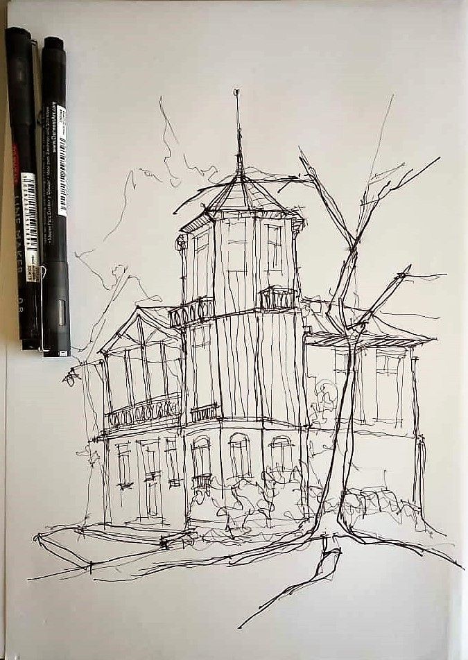 Dibujo con tiralíneas.