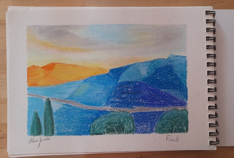 Il mio progetto del corso: Disegno di paesaggi con i pastelli: gioca con la luce 1