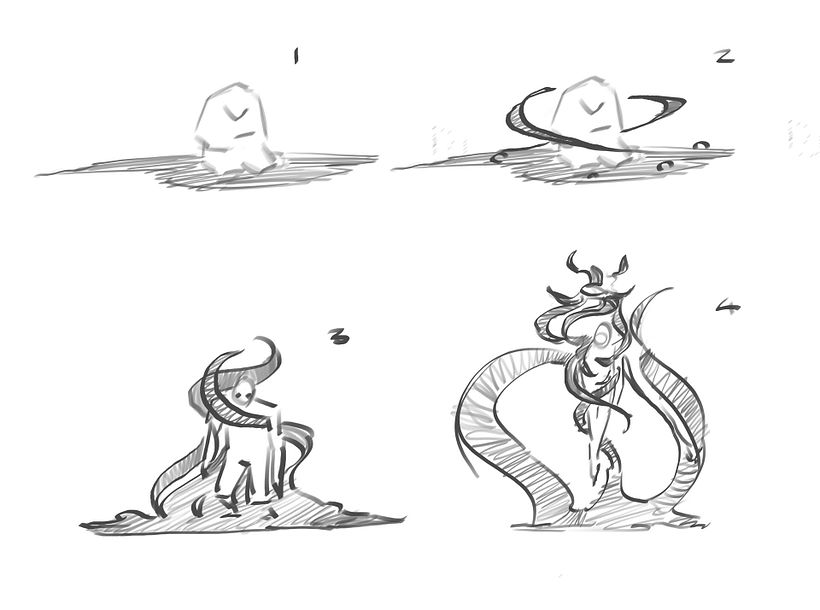 When approaching the host, the creature coalesces from a pool of their blood and tears