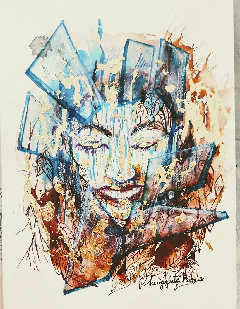 submitting my first attempt with link , Alcohol and gold leaf There are few areas where i went wrong but too excited to share