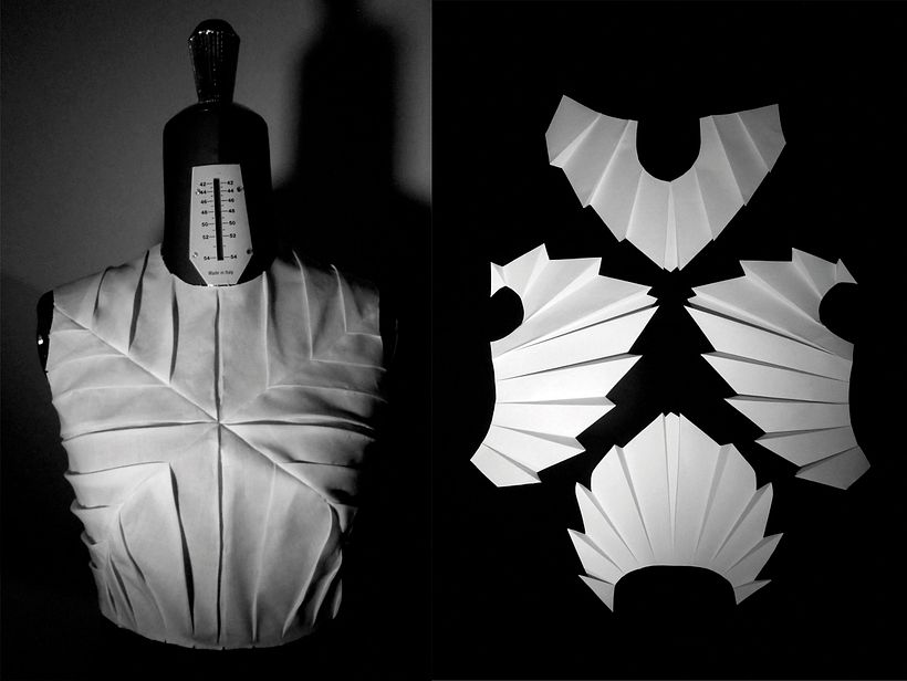 Bodice with origami folds.