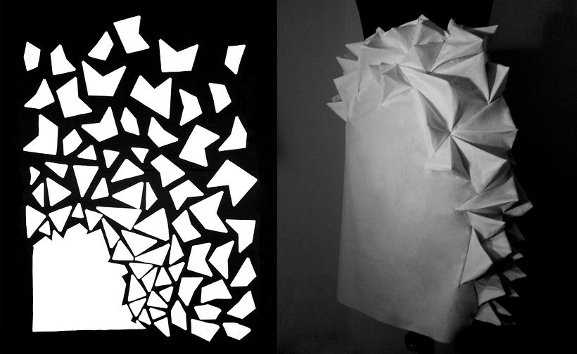 Skirt decorated with polyhedron shapes.