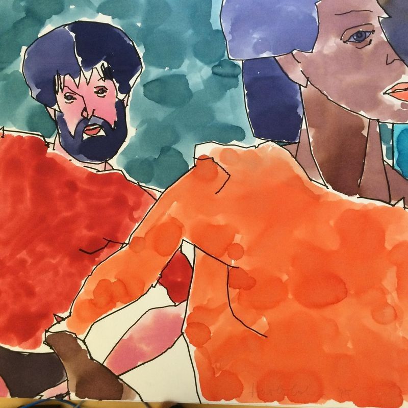 First color artwork created by AARON, currently exhibited at the Computer Museum in Boston