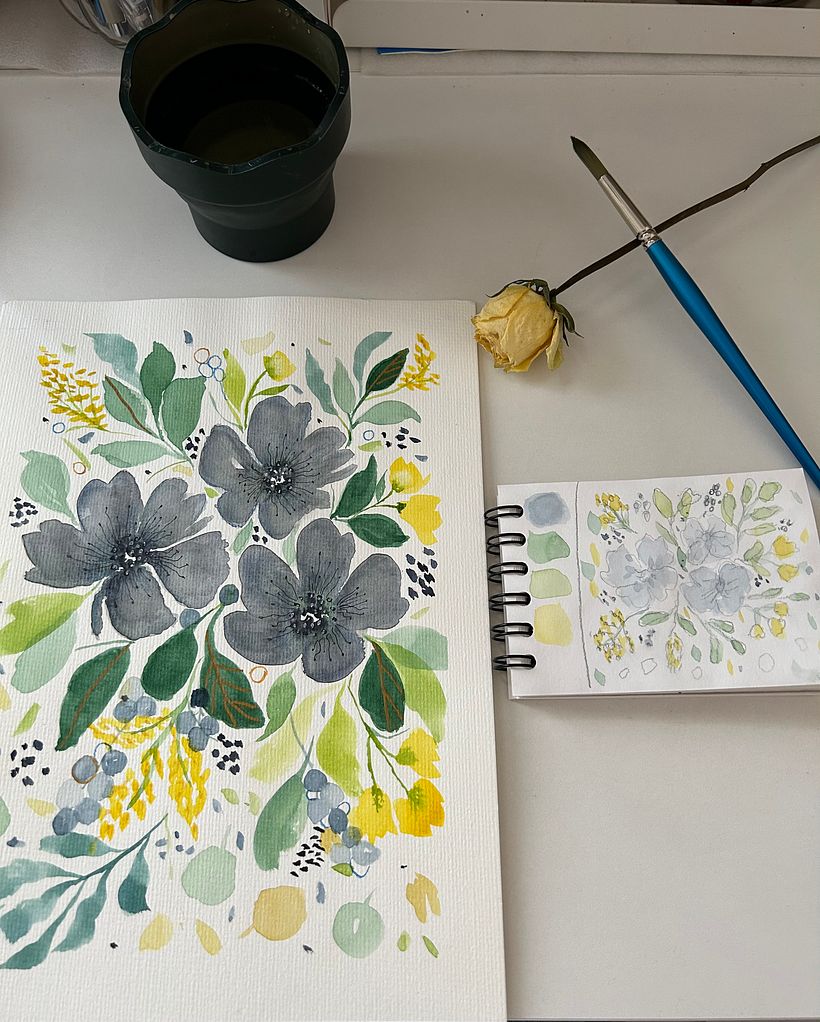 Proyecto final de Acuarela floral: conecta con la naturaleza de Inga Buividavice !!