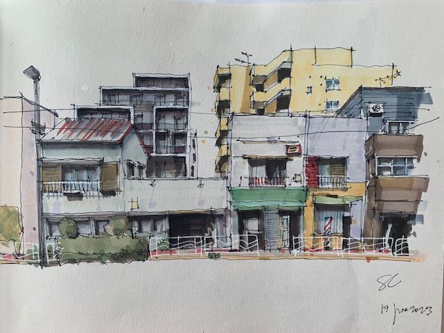 My 2nd drawing: Expressive Architectural Sketching with Coloured Markers