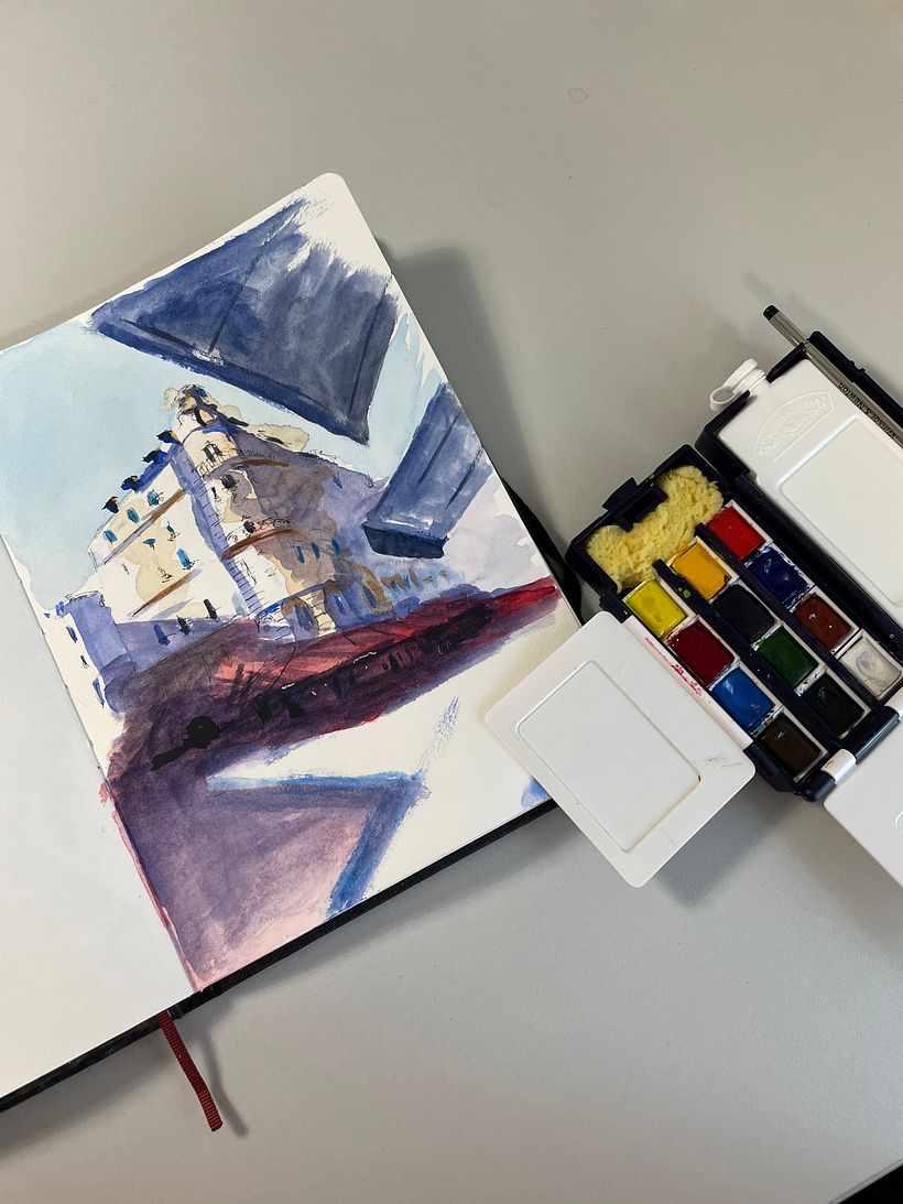 Mein Abschlussprojekt für den Kurs: Architektonische Zeichnung mit Aquarell und Tinte 2