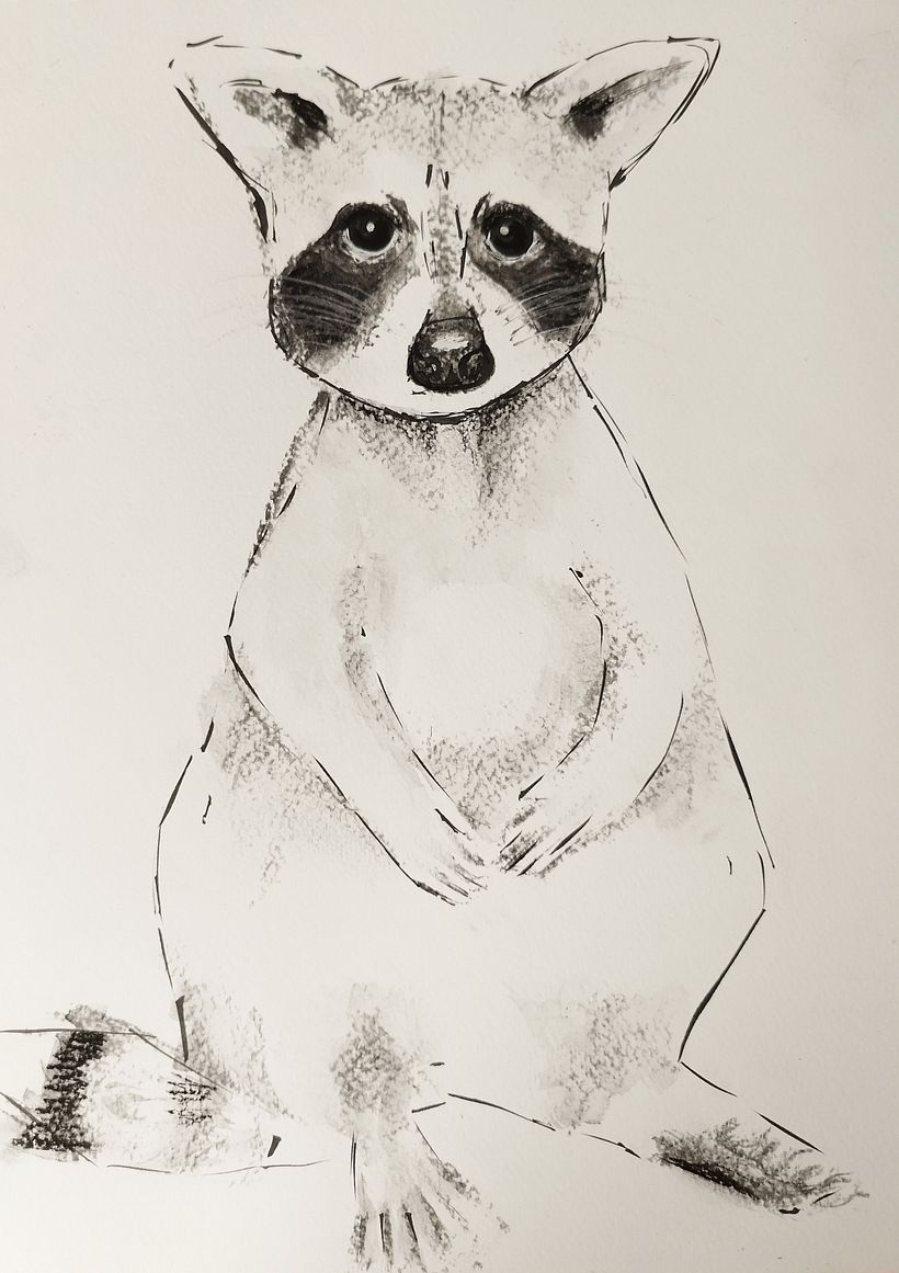 Drawing in reverse kind of way. First the outline with ink brush pen, then charcoal.