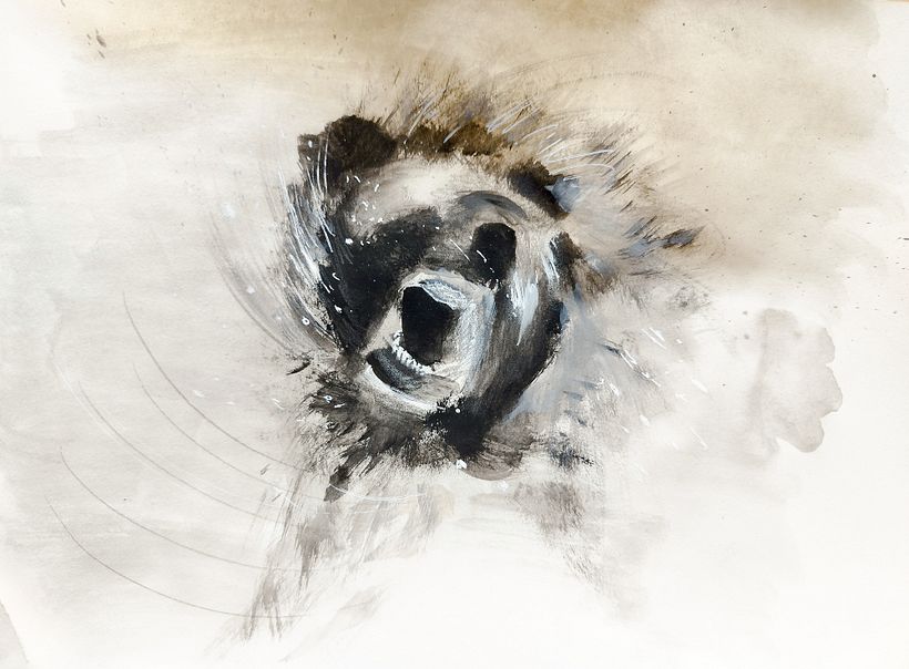 Focusing on light and dark areas only. My brush was dirty, the brown colour got there by happy accident.
