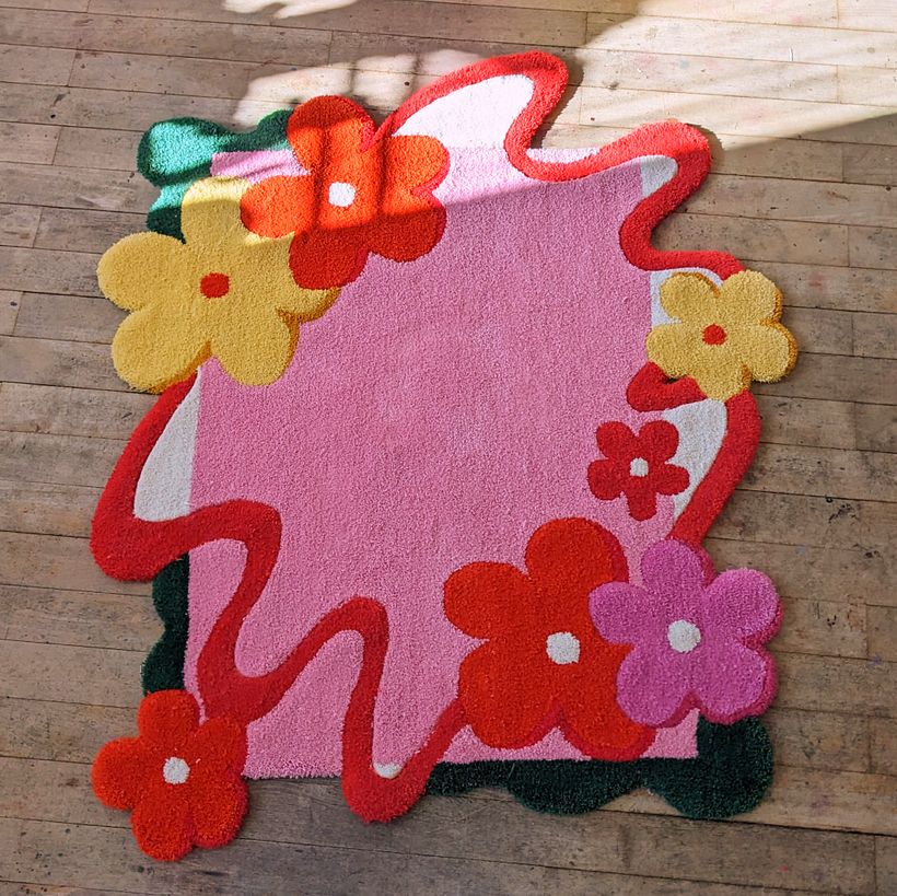 Oversized flower power rug - Artesanía