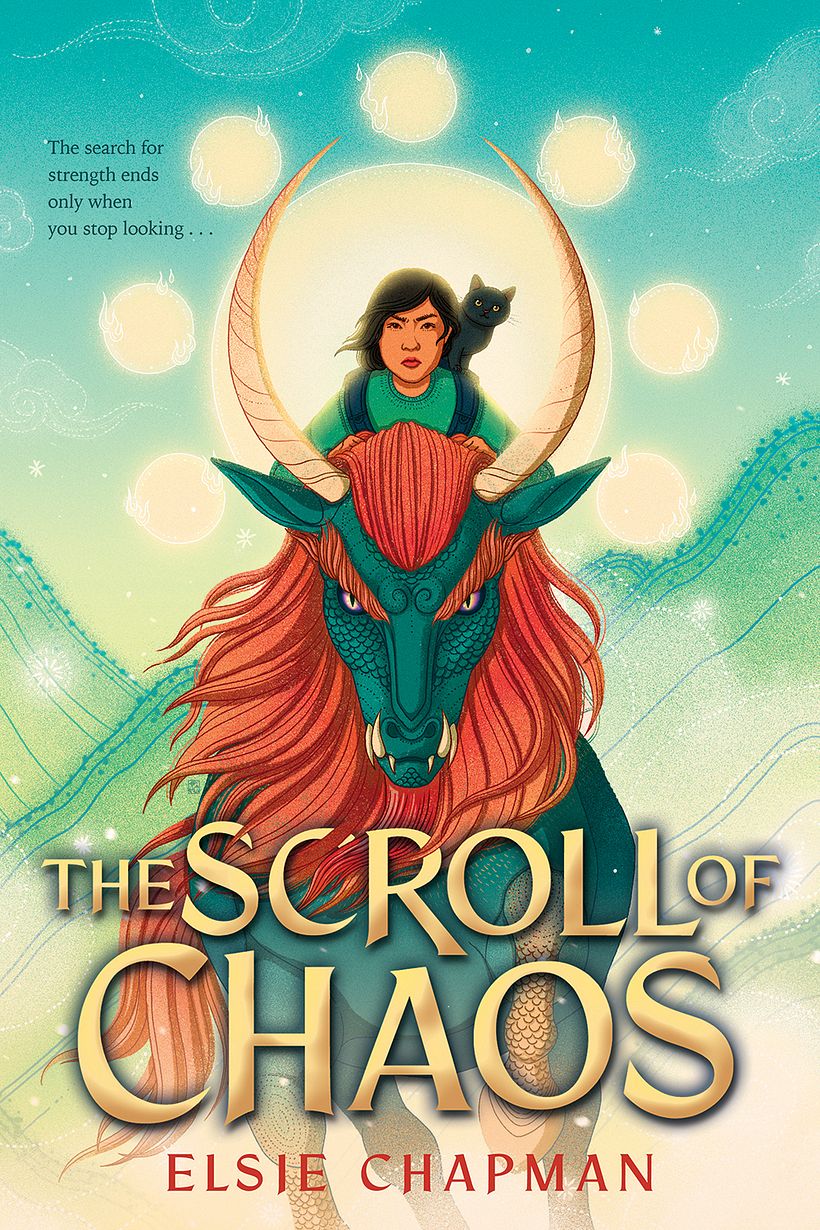 Cover illustration for 'The Scroll of Chaos' by Elise Chapman, published by Scholastic Press. 