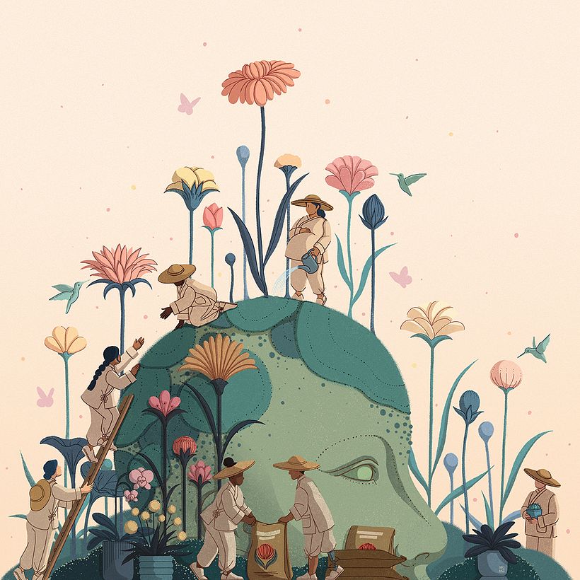 An illustration for ByFaith Magazine on on bringing people together through the power of imagining a better future for all.