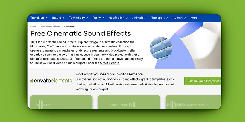MixKit web para descargar efecto de sonido