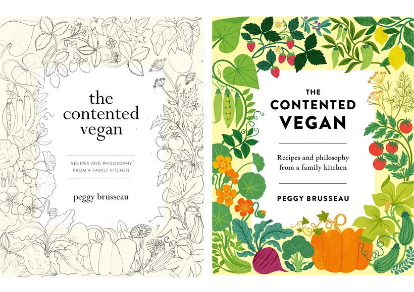 The Contented Vegan, Sketch and Final Art