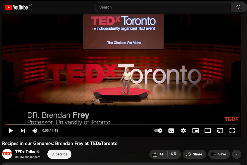 Dr. Brendan Frey - Genomics https://www.youtube.com/watch?v=1zpf8H_Dd40