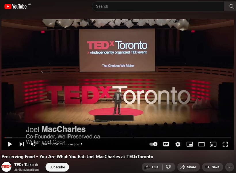 Joel MacCharles - Food Writer / Blogger / Cook - https://www.youtube.com/watch?v=iLzmrahBWjU