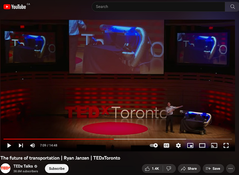 Dr. Ryan Janzen - The Future of Transportation https://www.youtube.com/watch?v=ta9HuJbV-hQ&t=1s