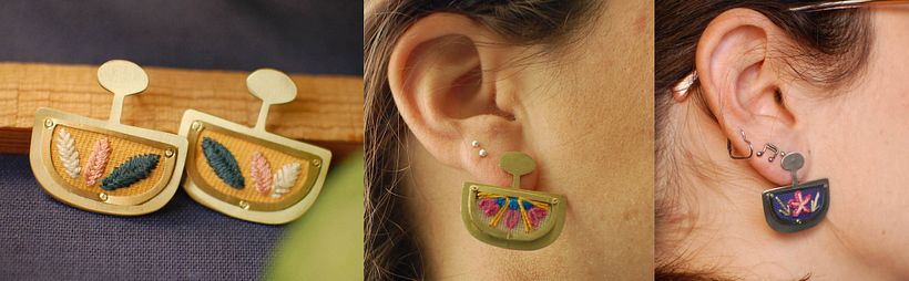 Pendientes con bordado de Pimienta Joyería