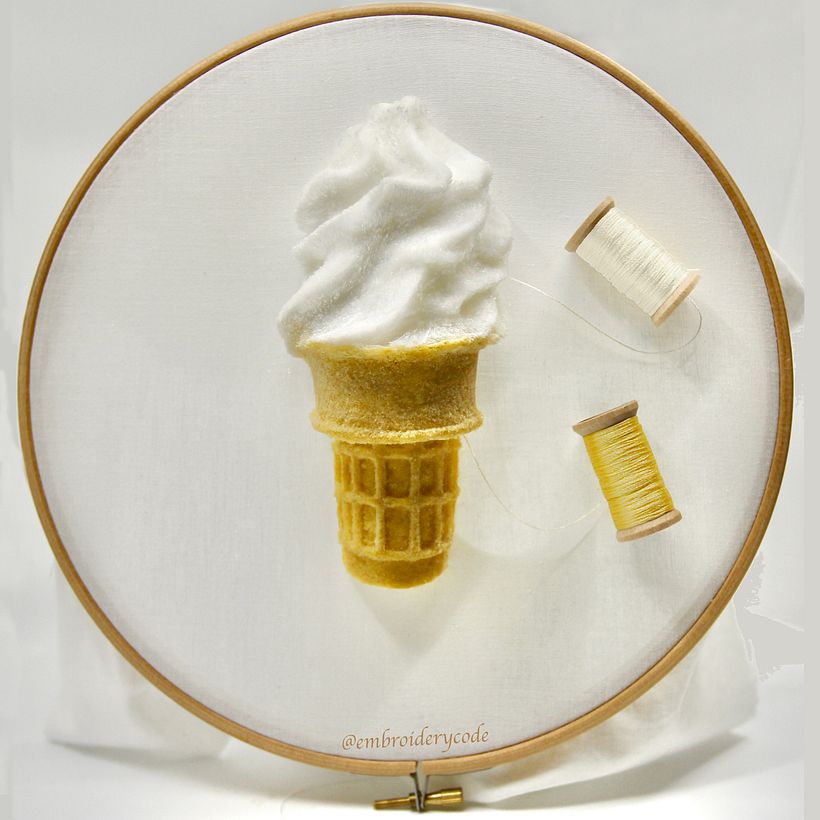 Realistic dessert and snack embroidery  2