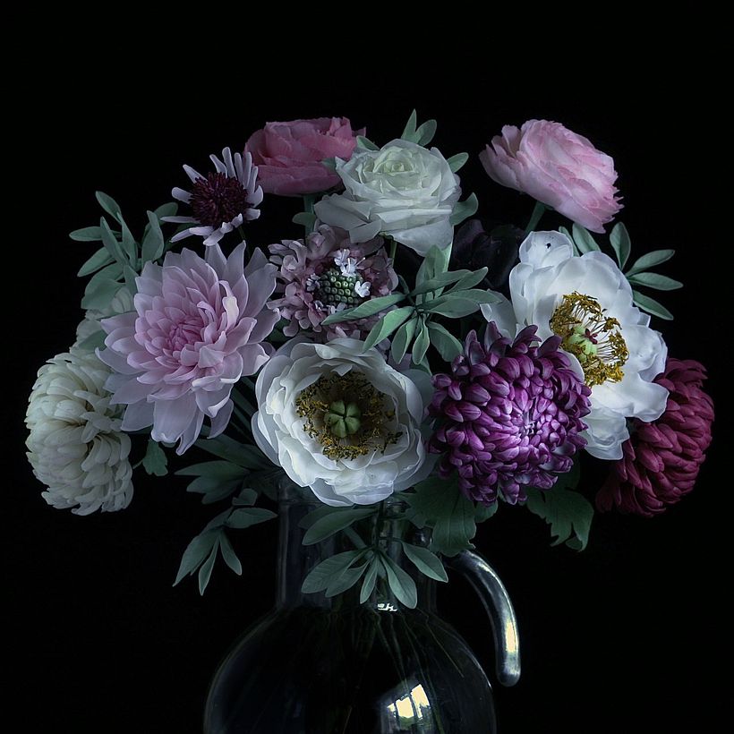 Flower bouquet, Cold Porcelain air dry clay,  2018