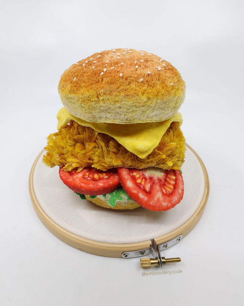 Realistic dessert and snack embroidery  7